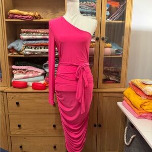 Luxe Hot Pink One-Shoulder Dress